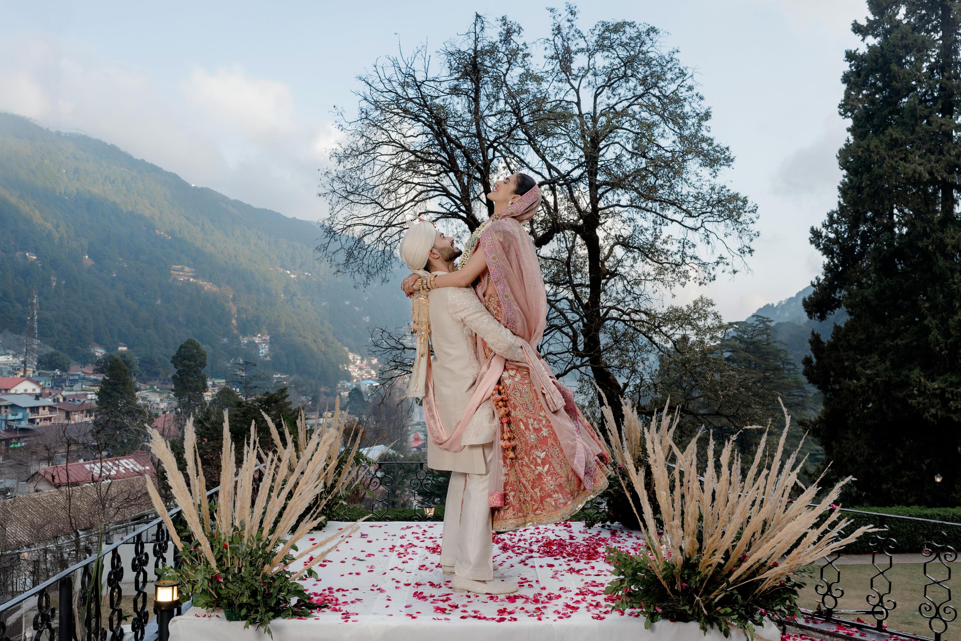 Hill wedding venue lawn in Nainital